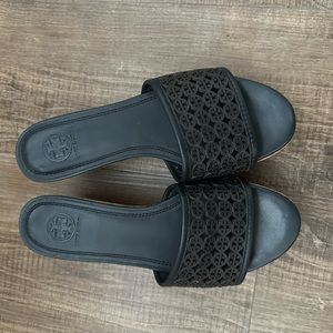Tory Burch navy slides